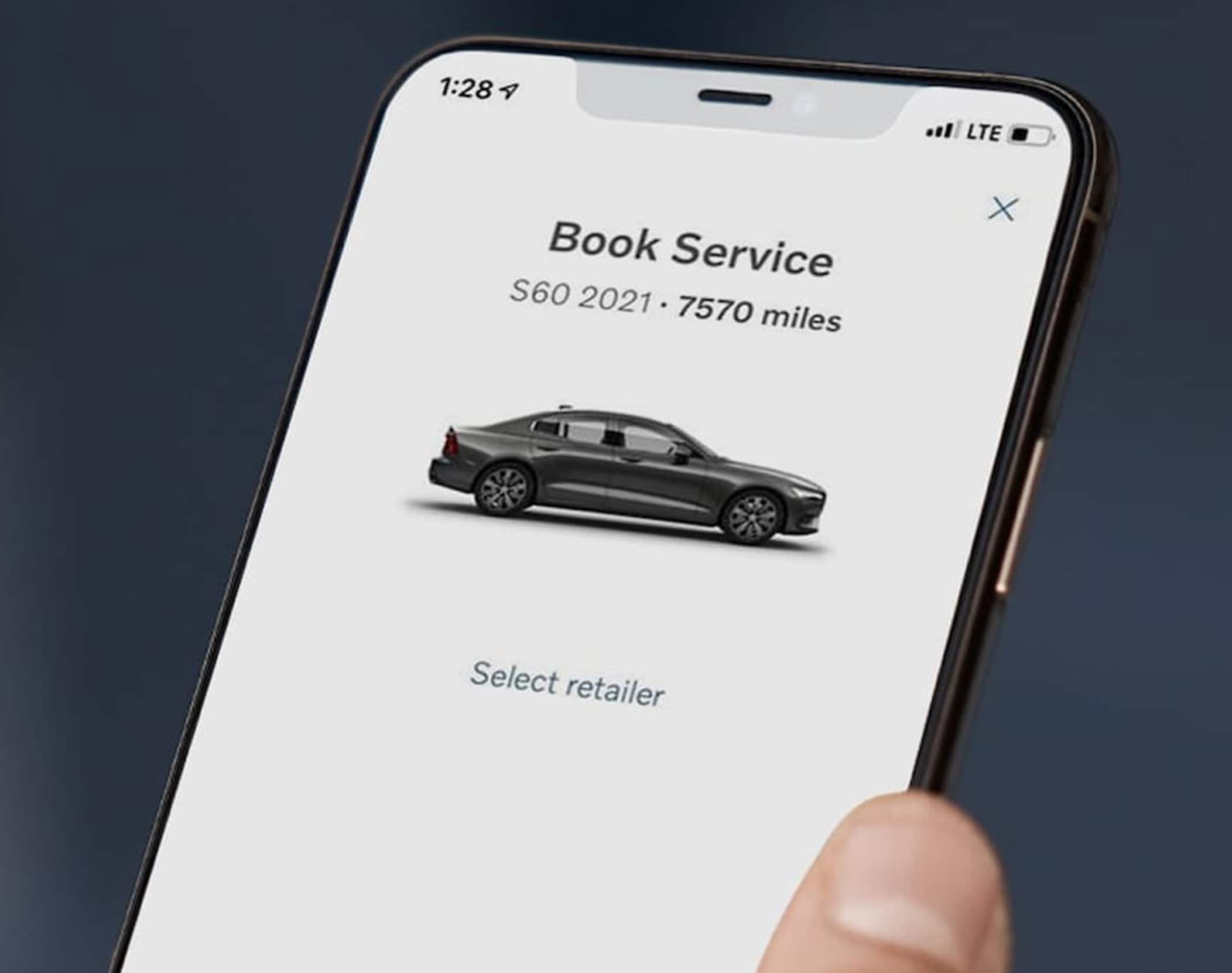 Volvo Book Service on phone screen